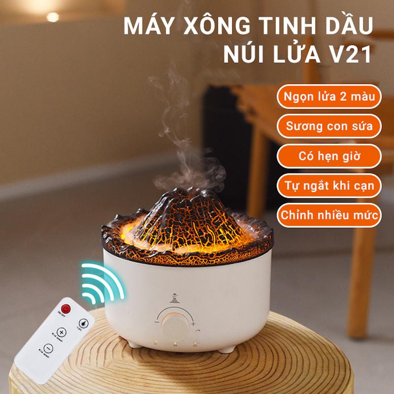 Máy Khuếch Tán tinh dầu kiểu núi lửa V21 - Hiệu ứng phun sương con sứa đẹp mắt - Hẹn Giờ và điều chỉnh tốc độ phun - Tráng ION Bạc kháng khuẩn - Decor tạo độ ẩm không khí và khuyếch tán tinh dầu - Điều khiển từ xa - BH 12 Tháng