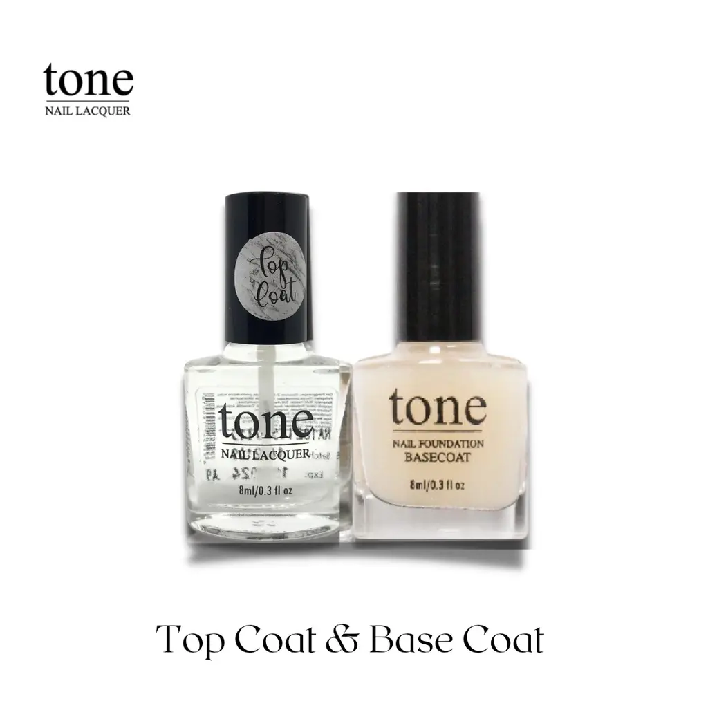TONE Top Coat & Base Coat 8 ml | Nail Treatment | Vitamin Kuku | Nail Polish | Kutek Halal Muslimah