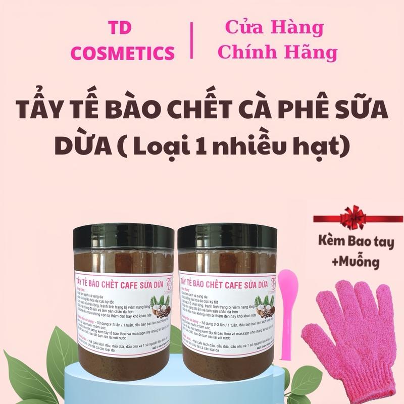 COMBO 1KG { MỖI HỦ 500g} Tẩy tế bào chết cà phê sữa dừa Hữu cơ( Chất mới nhiều hạt cafe mịn). Dành cho Mặt và Body. Dưỡng da body Dưỡng Body Làm Đẹp Da Nữ Women. Kèm 1 muỗng và 1 bao tay