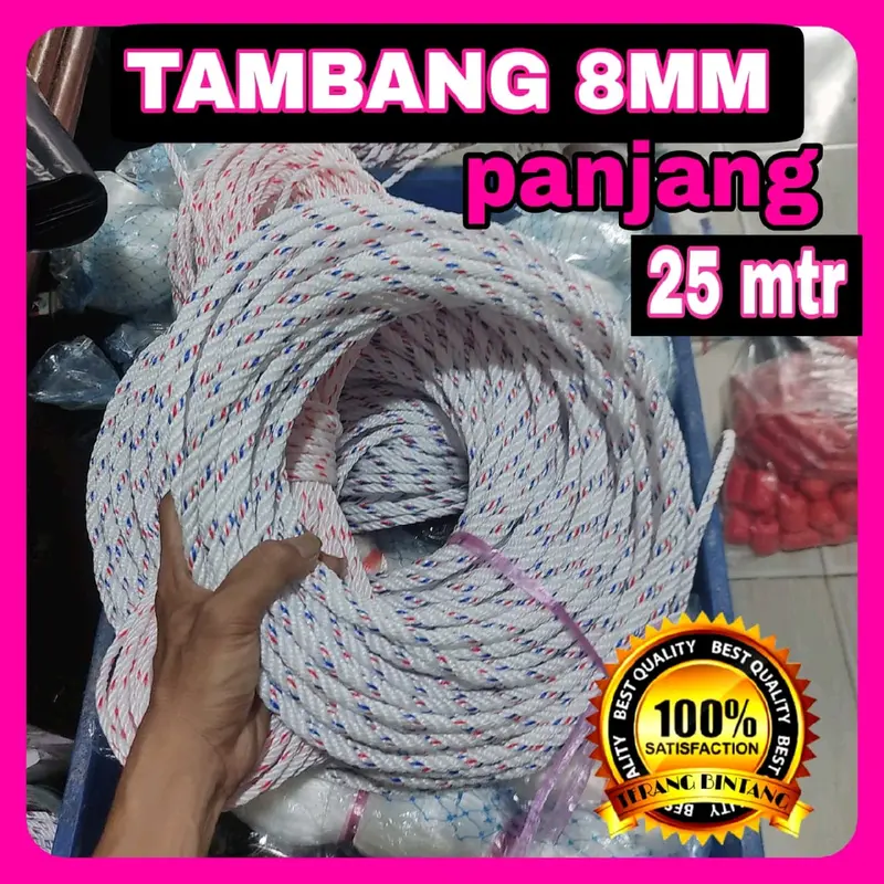 TALI TAMBANG PPD 8MM (25 METER) TALI PADONG PENGIKAT BARANG TERPAL ...