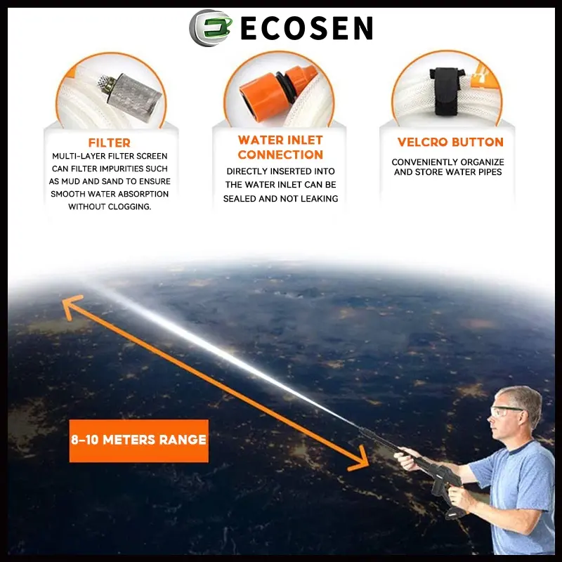ECOSEN Jet Cleaner Tekanan Tinggi Alat Cuci Motor Mobil AC Steam Mesin Cuci Steam Mobil dan Motor Mini Portable Termurahm Car Selang 2