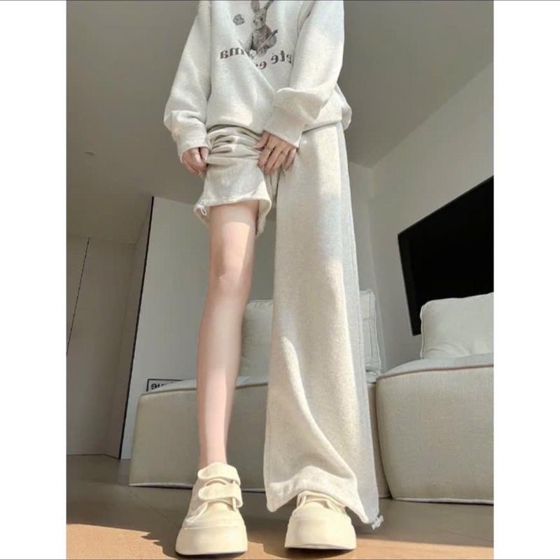 Quần nỉ lông ống suông lưng cao cạp chun nữ - Women, Nhung, Ong 3