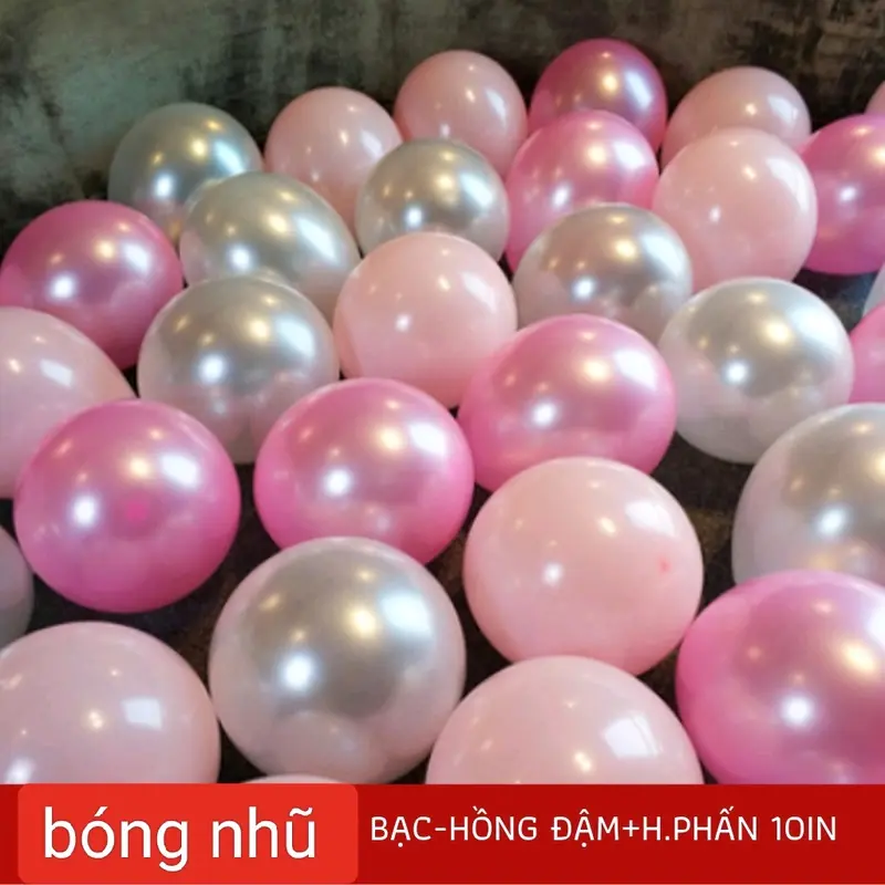 Set 50 bóng cao su nhũ mix màu size 10 inch ( 25cm) bong  bóng 2