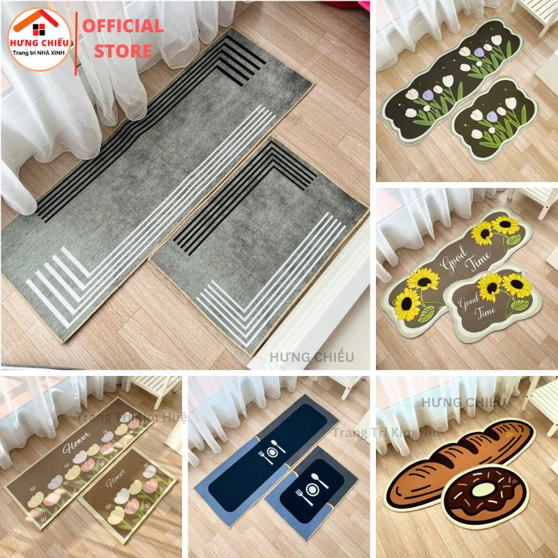 Thảm bếp combo 2 tấm 1 tấm 40x60cm và 1 tấm 40x120cm trải sàn bếp lau chân nỉ lì bali có đế chống trơn