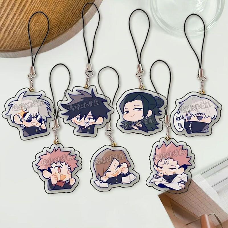 Móc dây treo điện thȯại JUJUTSU KAIseᵰ ver BIỂU CẢM in hình CHÚ THUẬT HỒI CHIẾN anime chibi mica acrylic móc khóa