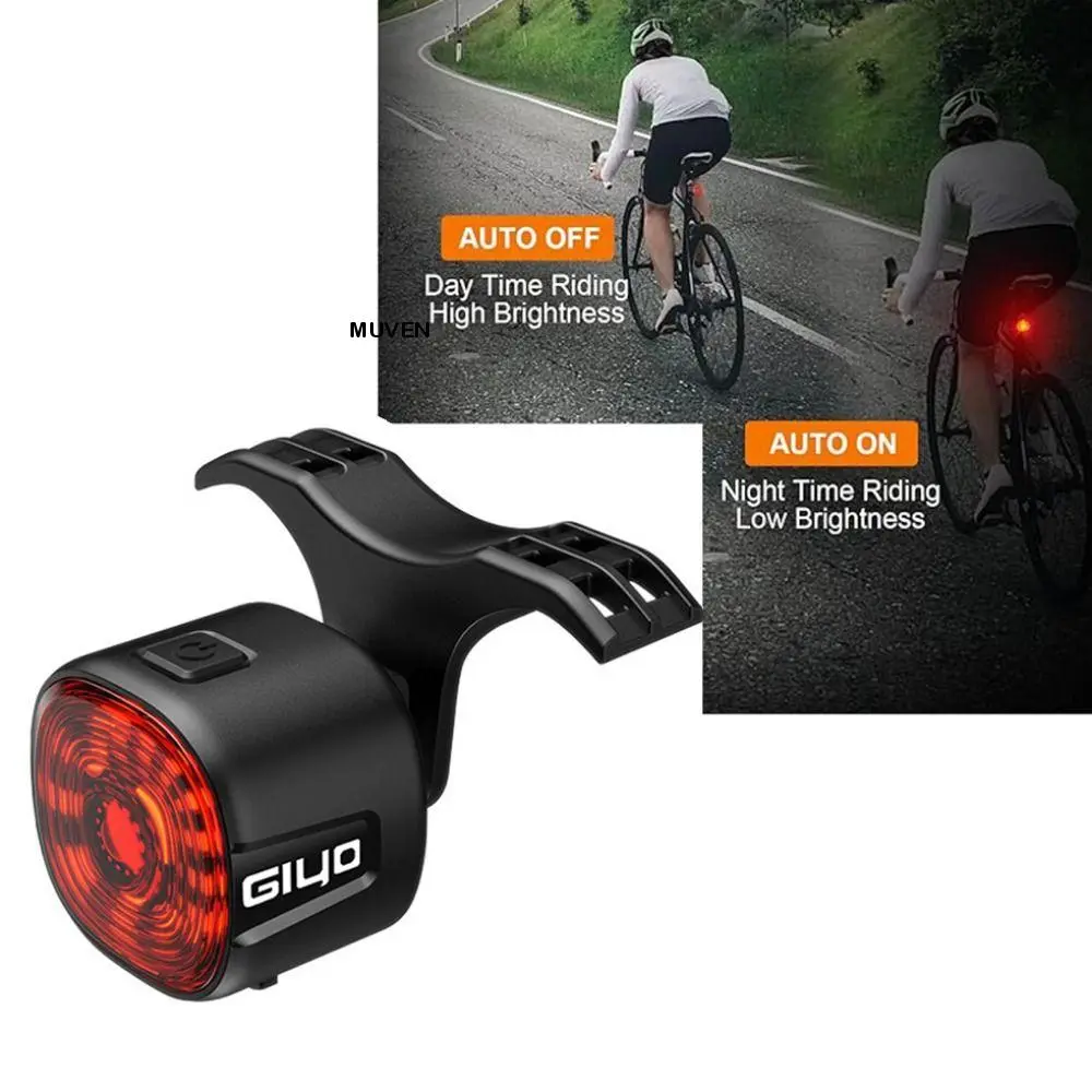 Rechargeable Smart LED Bike Brake Tail Light Safety IP66 Waterproof 6 Modes Bicycle Brake Sensing Rear Bike Light Type-C Dustproof Mountain Helmet Light for Nightrider
