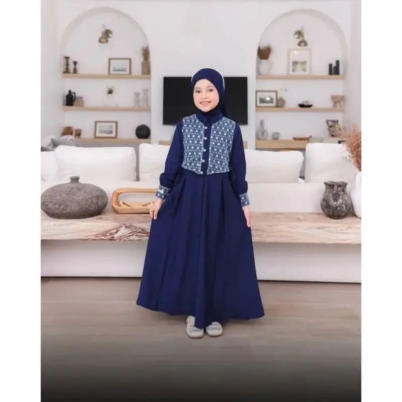 Sarimbit Lebaran 2025 Model Gamis Terbaru Sabrina Couple Series Ibu Dan Anak Dress Bahan Ceruty Babydoll Mix Brukat Fashion Muslim 1