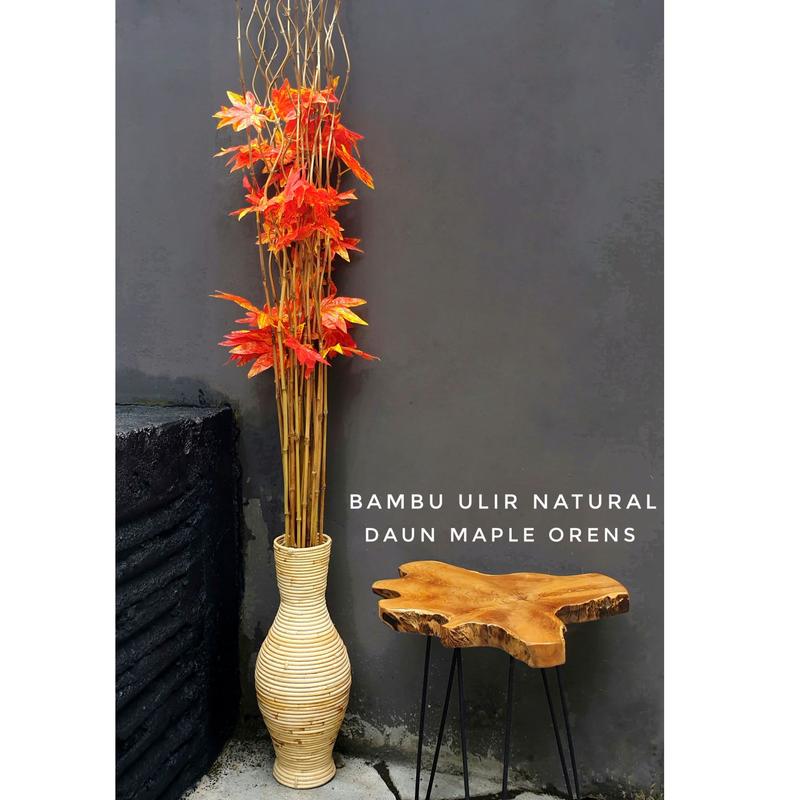 10 Batang Bambu Ulir Natural Variasi Daun  (Tidak Termasuk Vas/Pot) 4