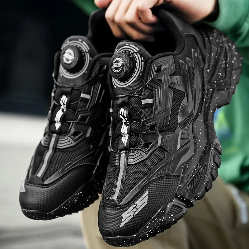 Giày Nam, Phong Cách Mùa Hè, Khóa Xoay Mecha, Dad Shoes, Hợp Xu hướng, Thích Hợp Cho Thanh Niên Và Sinh Viên, Màu Đen, Giày Thể Thao Buộc Dây Không Buộc, Năm 2025