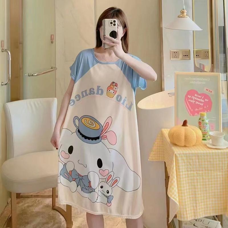 Product Introduction of Váy Ngủ Mùa Hè Dài Trung Bình Cho Nữ, Đồ Ngủ Ngắn Tay Cho Người Nổi Tiếng Trên Internet, Đồ Mặc Nhà Dáng Rộng Trực Tiếp, Cho Bà Bầu, Có Thể Mặc Ngoài Trời 19