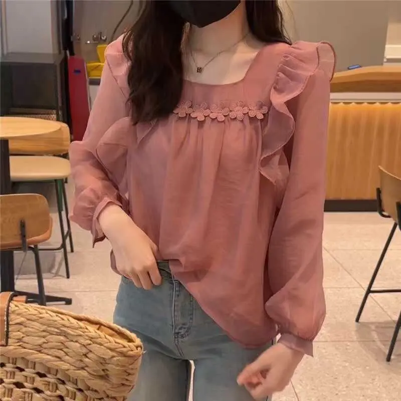 Korean Style Women Ladies Loose Long Sleeve Shirt Blouse Bu Wanita Lengan Panjang New Ready Stock Top Womenswear