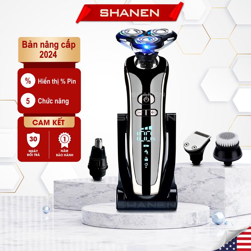 Máy cạo râu điều chỉnh tốc độ cạo đa năng 3 lưỡi kép SHANEN, Tỉa lông mũi, Massage mặt, Tông đơ cạo lông, Bảo hành 12 tháng