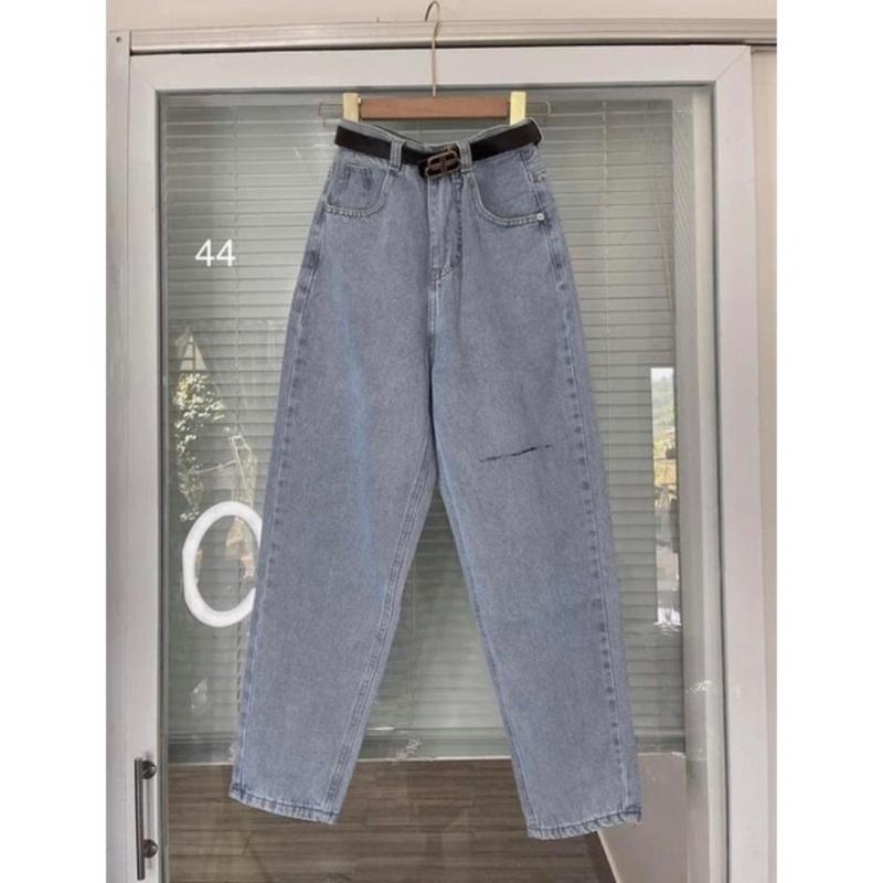 quần baggy nữ bigsize rách 1 đùi từ 55kg-90kg mặc vừa lưng siêu cao form rộng thoái mái Jean Denim Pants