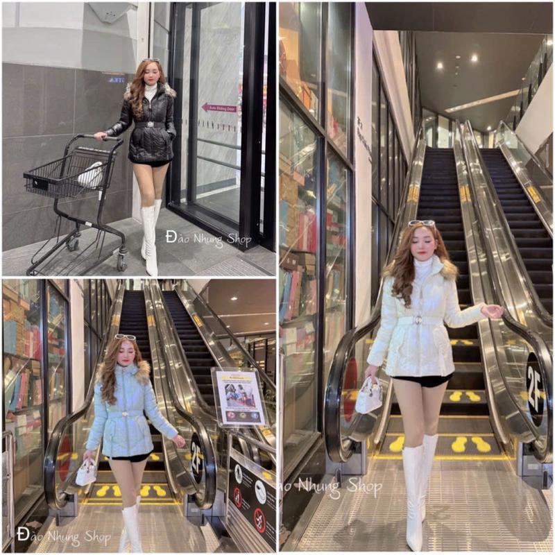 Mã K15 - Phao lông vũ kèm đai siêu đẹp hàng QC Nữ Kem Áo Jacket