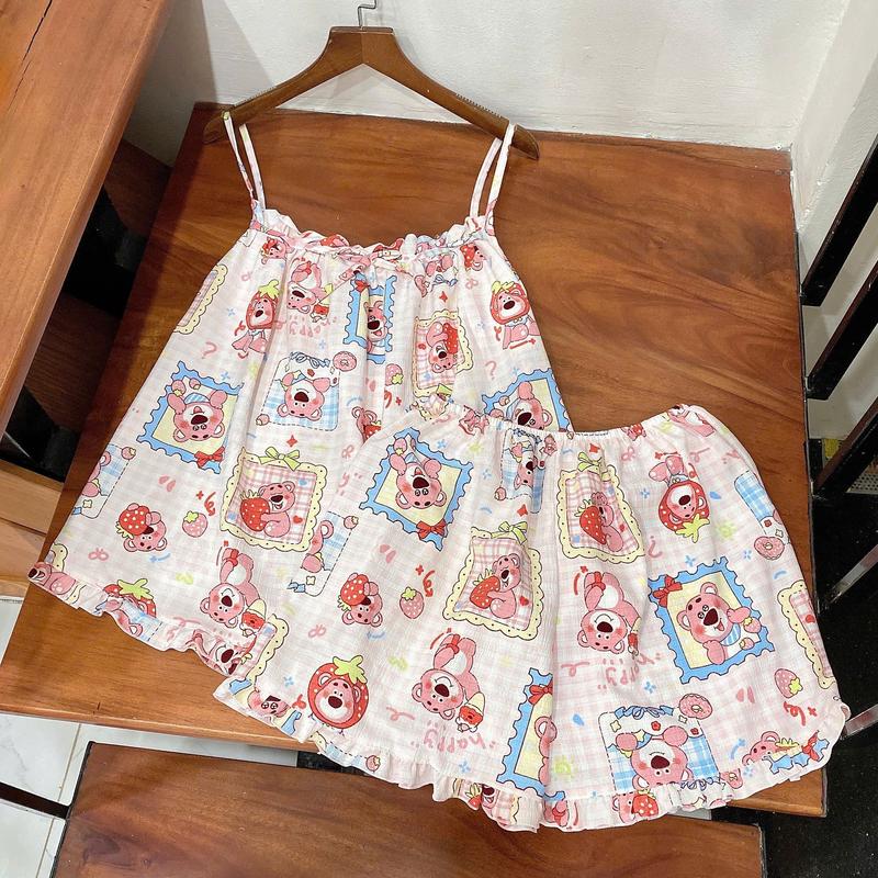[ FREESIZE <60kg] Bộ Ngủ 2 Dây Xinh Xắn Chất Liệu Xốp Mềm Jerry Home 5