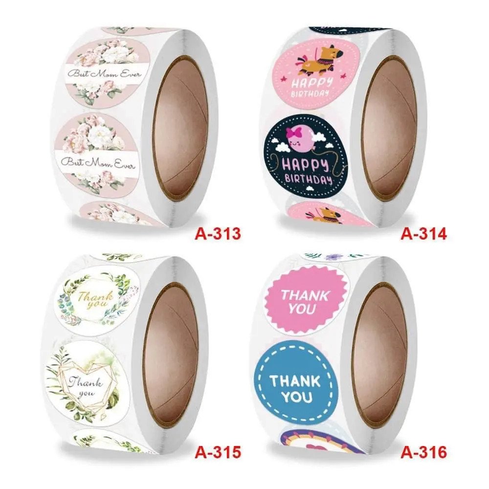 Cuộn 500 tem nhãn dán tròn sticker thank you