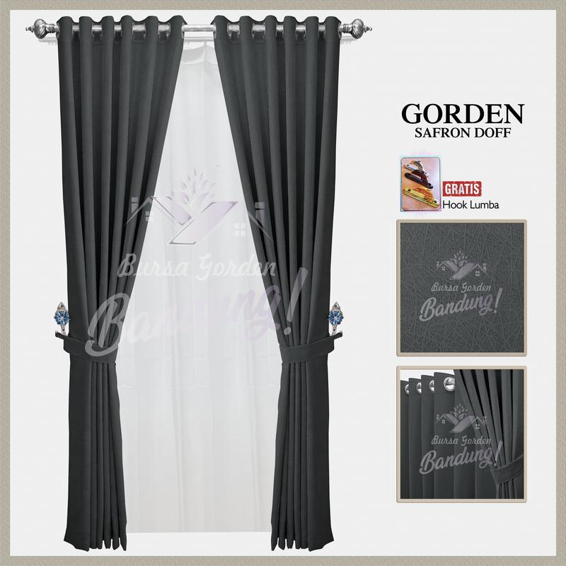 Gorden Jendela Minimalis Blackout Import Hordeng Pintu Aesthetic Tirai Pembatas Ruang Tamu Gordyn Smokring Safron 6