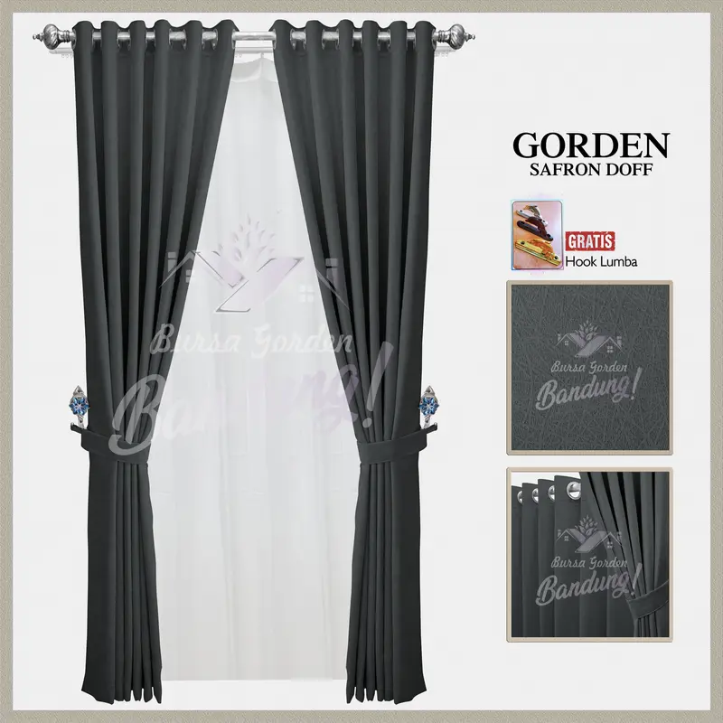 Gorden Jendela Minimalis Blackout Import Hordeng Pintu Aesthetic Tirai Pembatas Ruang Tamu Gordyn Smokring Safron 6