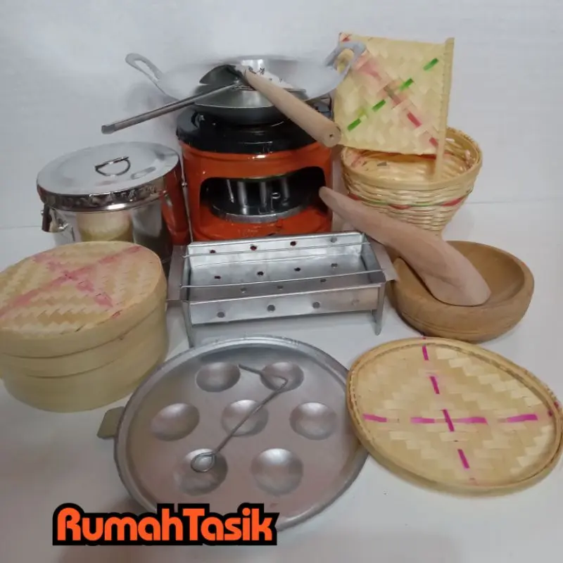Set Mainan Masak Masakan Anak - Kompor Mini, Wajan, Sutil, Serok, Set Bakul, Dandang, Set Cobek, Cet.Telor, Bakaran, Talenan, Parudan