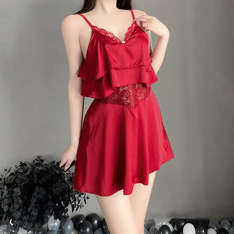 DN09 - Váy ngủ 2 dây tầng buộc sau cao cấp B02 Đồ ngủ gợi cảm Váy ngủ gợi cảm quyến rũ 2