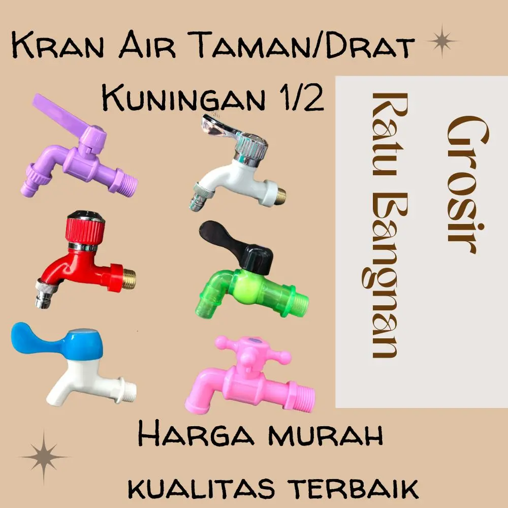 Kran Air/Plastik PVC Engkol 1/2 inch /Keran Taman Drat Kuningan