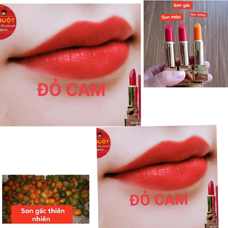 (son lì  )  son gấc thiên nhiên    và son kem nhung lì  ( mua 2 thỏi tặng 1 son dưỡng dạng son kem  màu nhẹ  )
