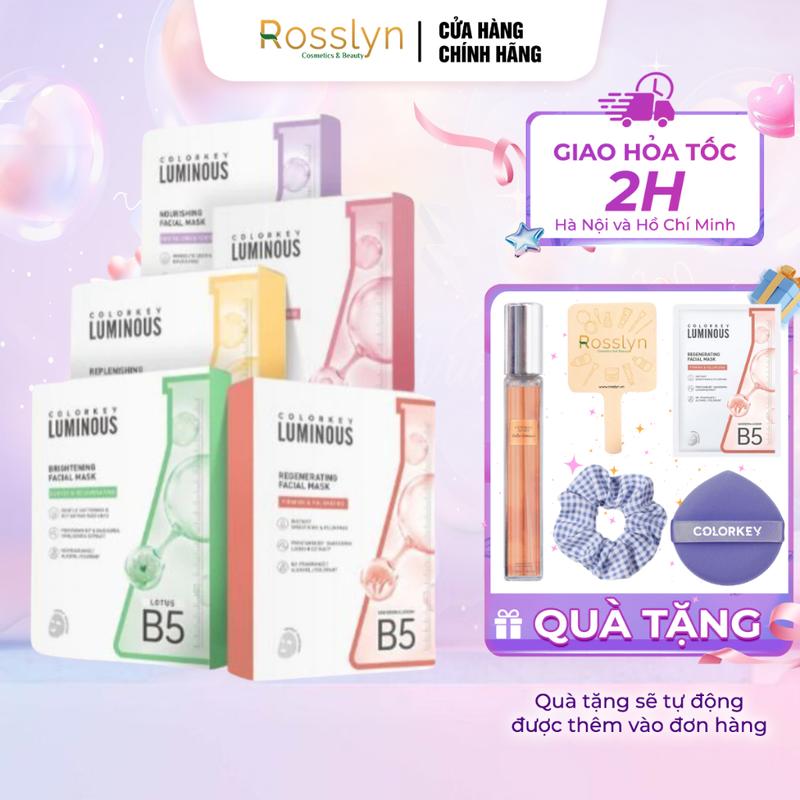 Combo 2 Hộp Mặt Nạ Giấy COLORKEY LUMINOUS Vitamin B5 Giúp Cấp Ẩm Cho Da Rosslyn keyshu naruko bột tảo xoắn mia live shrek pack chính hãng keysu nghệ thanh anh tuyết băng lê cỏ ff mask nhà luvum thạch hoa hồng sinh học ph dừa skin kim đắp hà linh đất sét