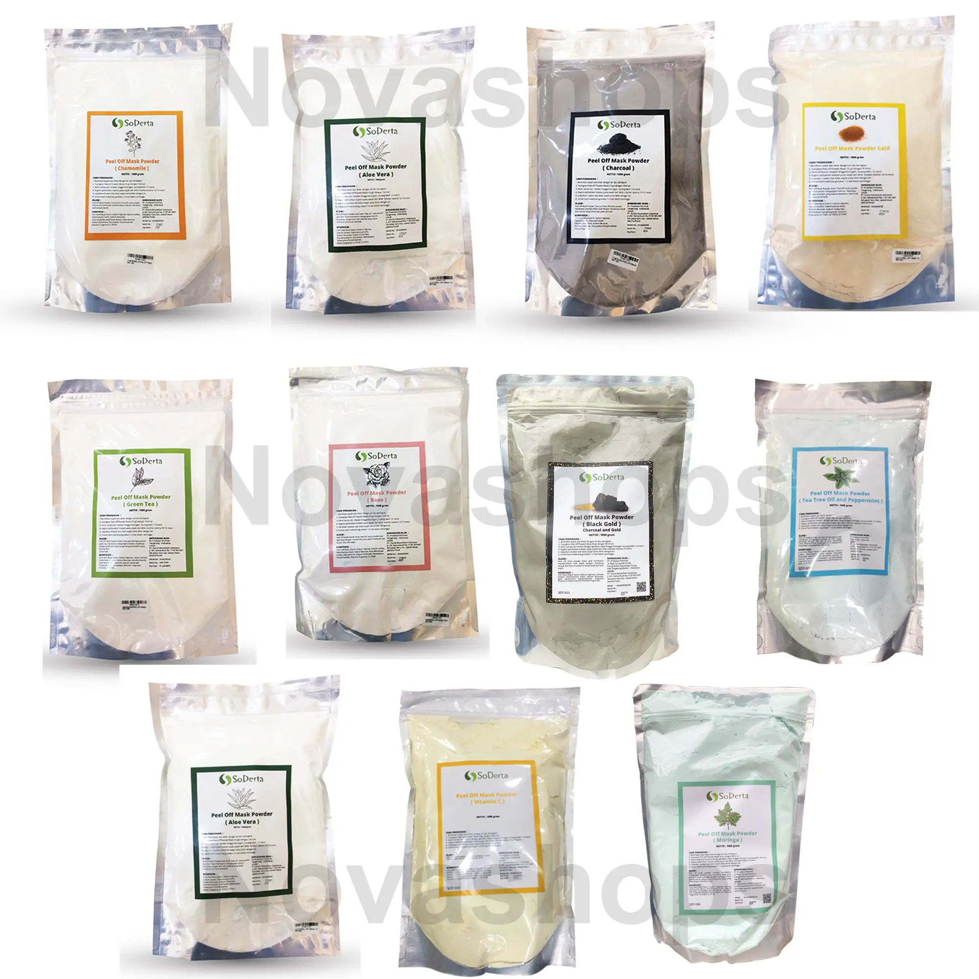 Masker 500 g Soderta Peel Off Masker Klinik Bubuk Rubber Jelly Masker Peel Off BPOM