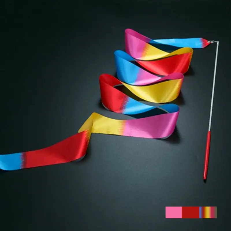 Ribbon stick 2m pita senam ritmik dengan Tongkat twirling Tongkat Tari Sutra Pita Balet Senam Ritmik 7