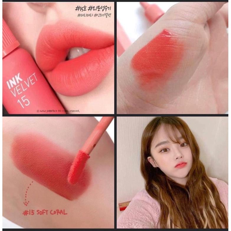  Son Ink 15 Cam Hồng Đào  Son lì Peripera Ink Velvet Mịn Như Nhung Son Môi  Cosmetic Mỹ Phẩm Trang Điểm 