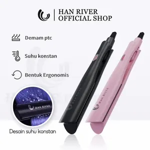 [COD]HAN RIVER  Catokan Rambut HITAM 30watt Cepat Catok rambut Garansi resmi 365 hari Curly  Sisir Straightener
