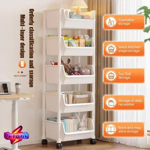 Rak Dapur & Kamar Mandi Portable - Troli Plastik Susun 3-5 Lapis, dengan Roda, Cocok untuk Menyimpan Berbagai Barang