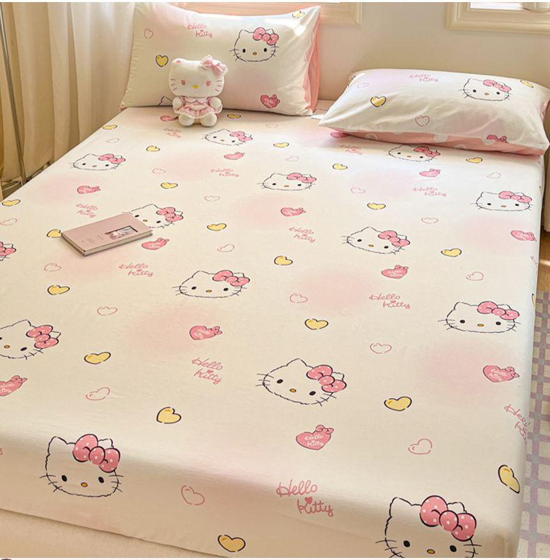 Product Introduction of 2025 Hello Kitty Children's Pure Cotton Fitted Sheet Bed Cover Full Cotton KT Cat Hello Kitty Cartoon Bed Sheet Student Mattress Cover 3