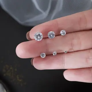 Khuyên tai,bông tai mạ bạc đá trắng đính đá zircon toàn diện cho nữ 1
