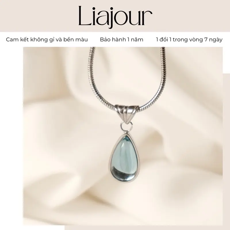 [Titan ko đen gỉ] - Ocean Drop dây chuyền mặt đá  giọt nước