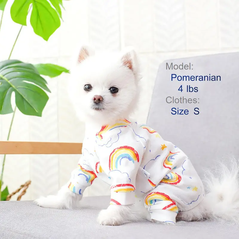 Cute Print Pet Pajamas, 2 Counts Soft and Stretchy Puppy Dog Clothes, Pet Sleepwear for Small and Medium Boys Dogs and Girls Dogs 6