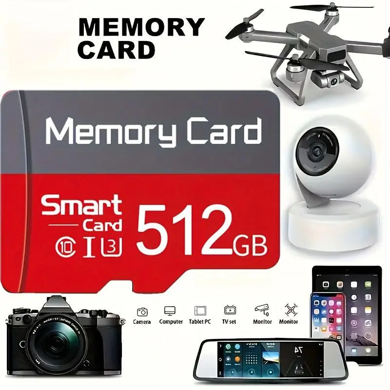 512GB Memory Card, Smartphone & Camera Memory Card, Compatible with Computer Camera Drone, Perfect for HD Video Recording