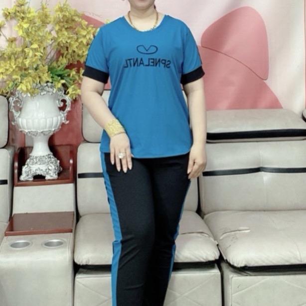 Đồ bộ sọc thể thao tay ngắn quần dài Mã 77 chất vải thun tăm lạnh loại 1 co giãn bốn chiều phù hợp với người từ 50kg đến 100kg - Voi