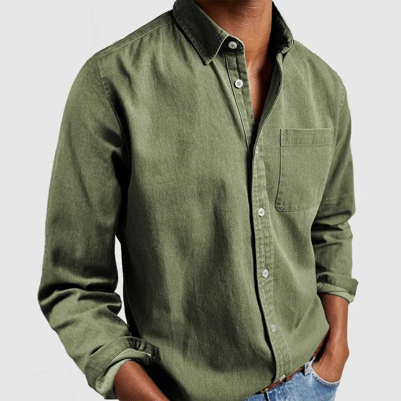Product Introduction of 2024 Simple Men's Shirt New Long Sleeve Lapel Men's Shirt, Cashmere Material Skin-Friendly 5