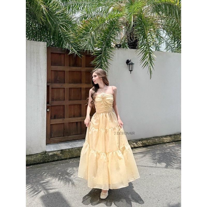 Product Introduction of Sét Váy Maxi Áo Cúp Nguc Dây Yếm Gắn Hoa + Chân Váy Xoè Dáng Dài 2 Lớp 9