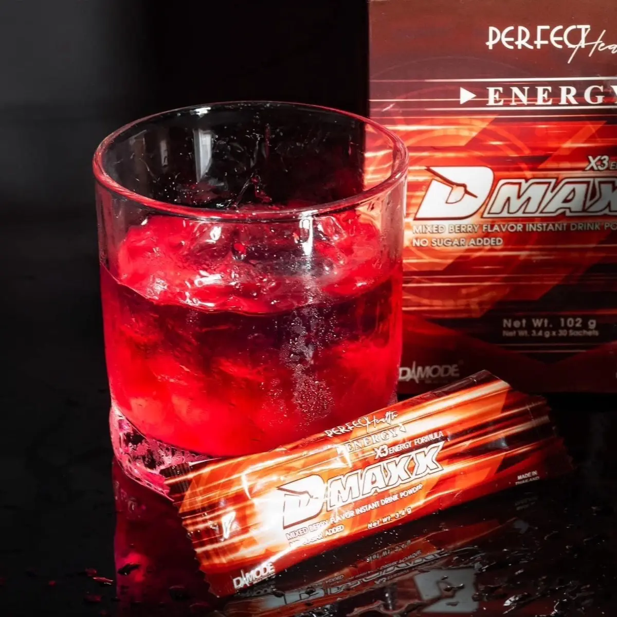 DMAXX THỨC UỔNG BỔ SUNG VITAMIN TĂNG NĂNG LƯỢNG DAMODE 2 GÓI DÙNG THỬ MÀU ĐỎ KHÔNG ĐƯỜNG