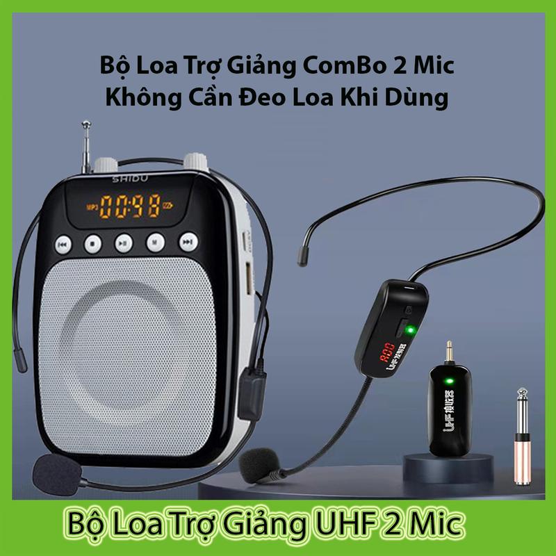 Mic Trợ Giảng Giáo Viên Shidu Mic Và Loa Không Dây Tặng Kèm Mic Có Dây Cắm - Bảo Hành 1 Năm. Kem