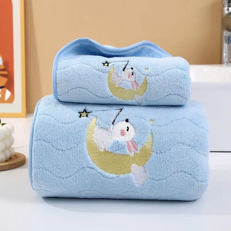 Cute Animal Pattern Bath Towel & Hand Towel Set, 2pcs/set Soft Quick Drying Bath Towel & Hand Towel, Bath Towel Set for Home Bathroom 2