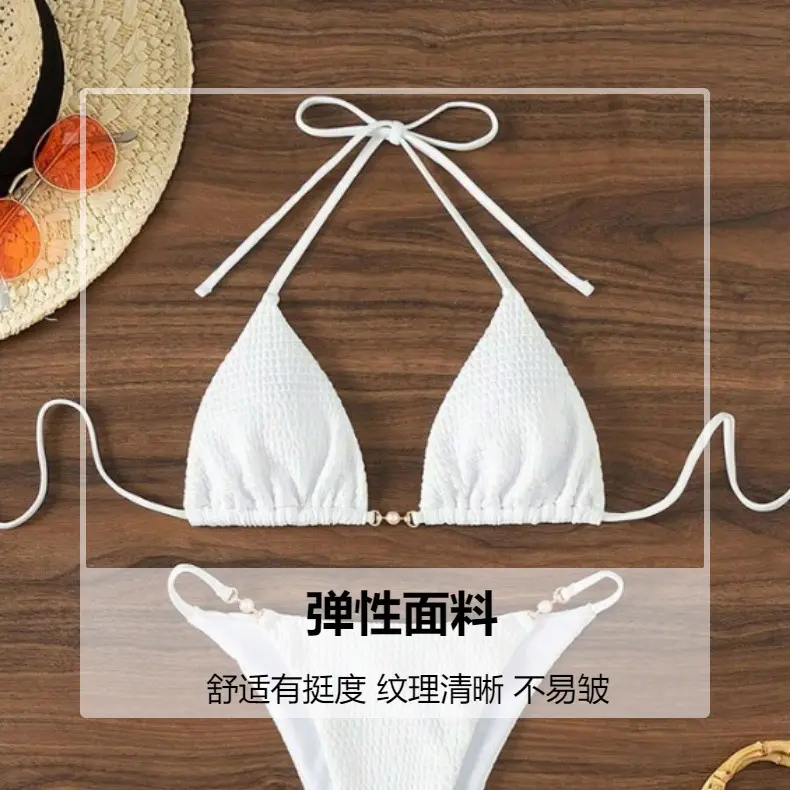 Bikini Gợi Cảm, Xu Hướng Phong Cách Châu Âu Và Mỹ, Dây Đeo Cổ, Dây Xẻ Tà, Với Các Điểm Nhấn Của Suối Nước Nóng, Có Ngày: 2025 8