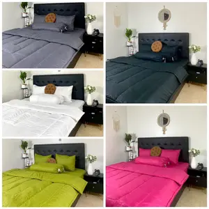 BED COVER SET SPREI POLOS UKURAN 160 || 180 || 200 Bedcover Kain Katun Include Sarung bantal dan Sarung guling