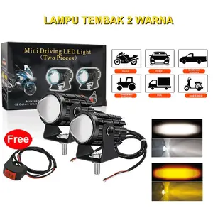 #. LAMPU TEMBAK MINI LASER GUN PUTIH KUNING JAUH DEKAT | 2 PCS LAMPU + SAKLAR