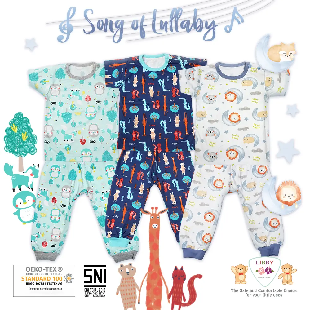 LIBBY Stelan Oblong Pendek Celana Panjang Motif Song Of Lullaby (1 stel)