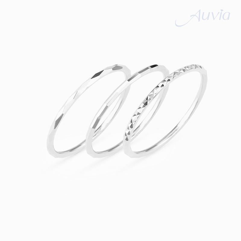 Nhẫn bạc nữ trơn mặt cắt lấp lánh trẻ trung. nhẫn bạc nữ thật 100% S925 nguyên khối đơn giản - Auvia Jewelry 6