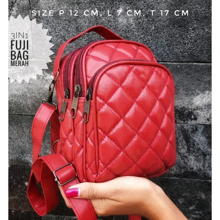 FUJI 3IN1 BAG- TAS KECIL STYLISH 3 RUANG TAS MULTIFUNGSI BISA DITENTENG / SLEMPANG / RANSEL 4