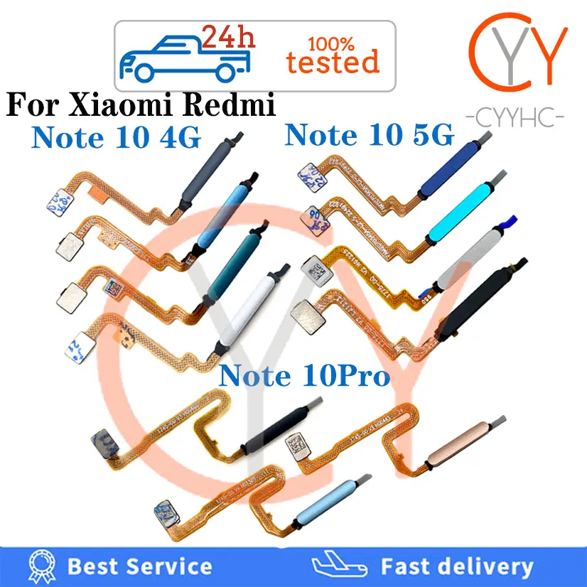 For Xiaomi Redmi Note 10 4G 5G / Note 10 Pro 10pro Back Home Button Fingerprint Scanner Sensor Return Key Power Flex Cable Phone touch ID Repair Parts